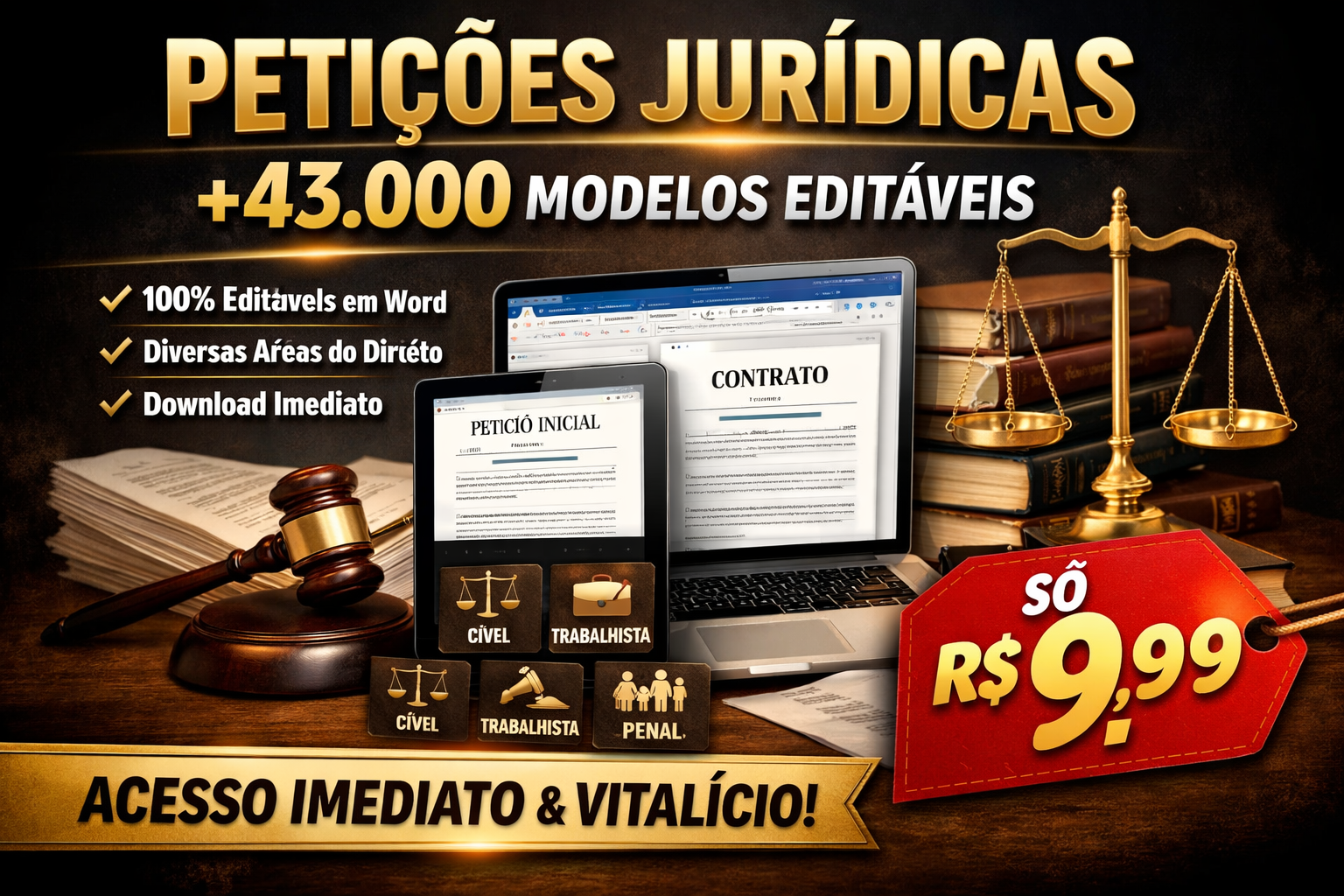 Petições Jurídicas + de 43.000 Modelos editáveis